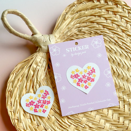 Plumeria Heart - Clear Sticker