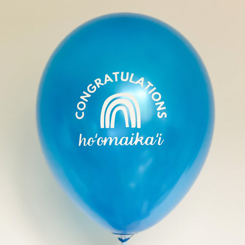 Congratulations - Hoʻomaikaʻi - Blue Balloon Pack of 8