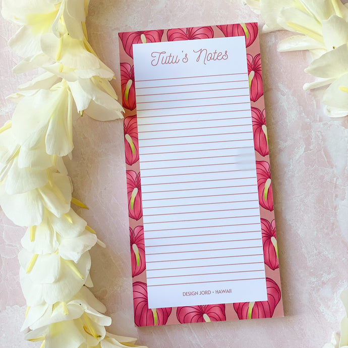 Tutuʻs Notes - Red Anthurium Memo Pad
