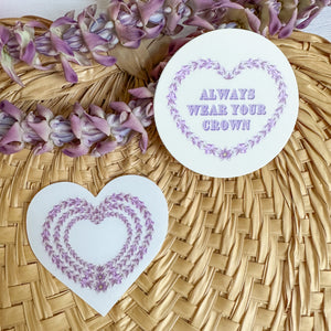 Crown Flower Heart - Clear Sticker