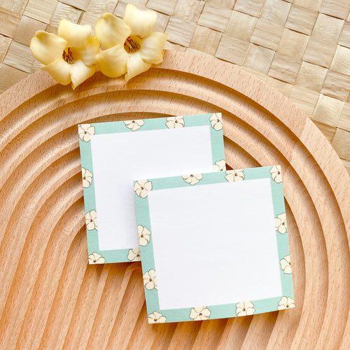 Puakenikeni (White on Mint Blue) - Sticky Notes