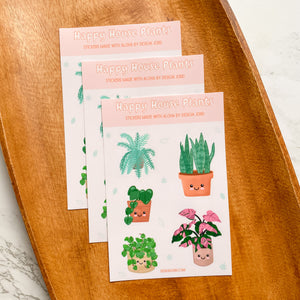 Happy House Plants - 1 Sheet with 5 Stickers