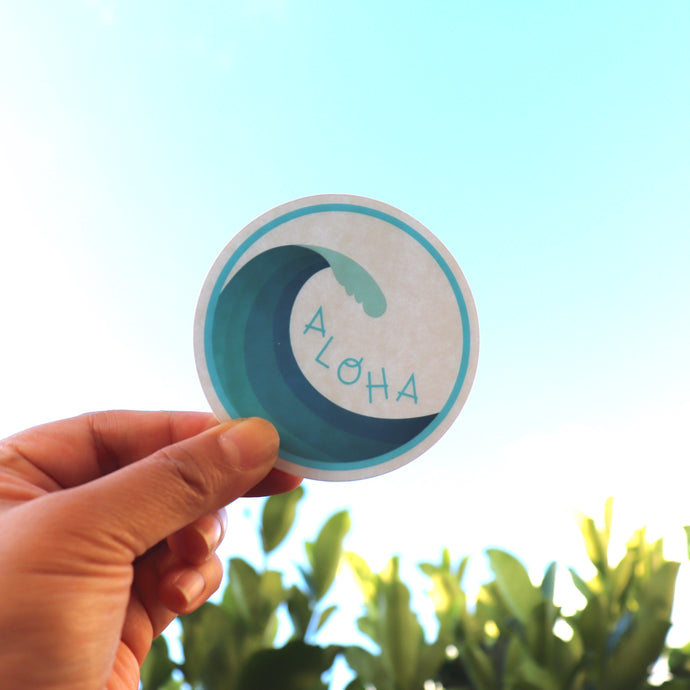 Aloha Wave - Clear Large Sticker