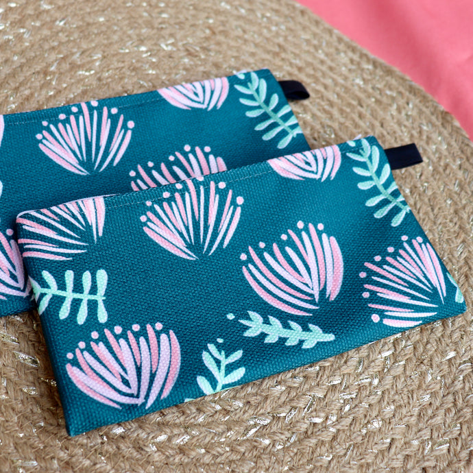 Ohia Lehua - Teal Fabric Pouch