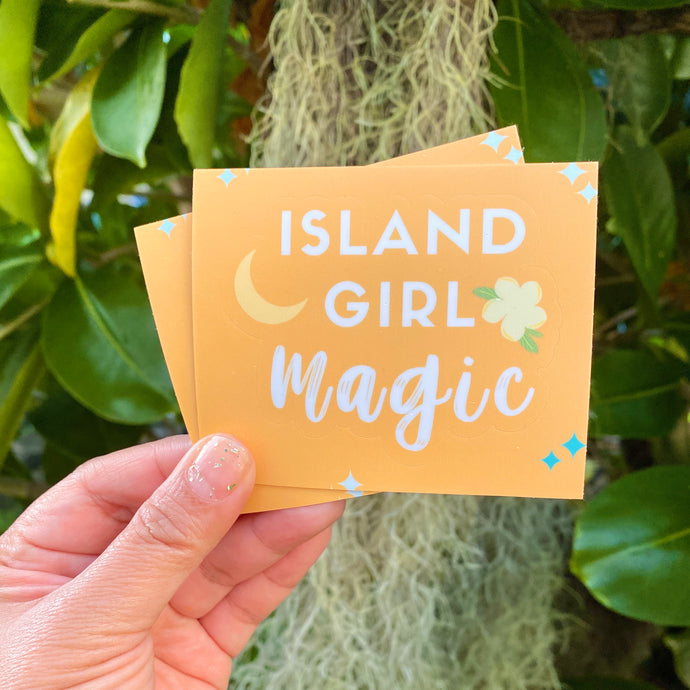 Island Girl Magic - Medium Sticker in Puakenikeni Yellow