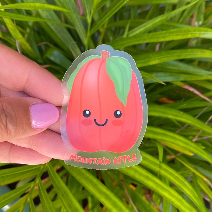 Happy Mountain Apple - Medium Clear Sticker