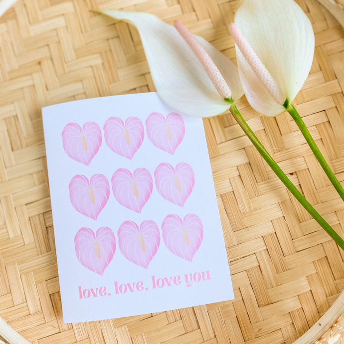 Pink Anthurium Love You - Greeting Card