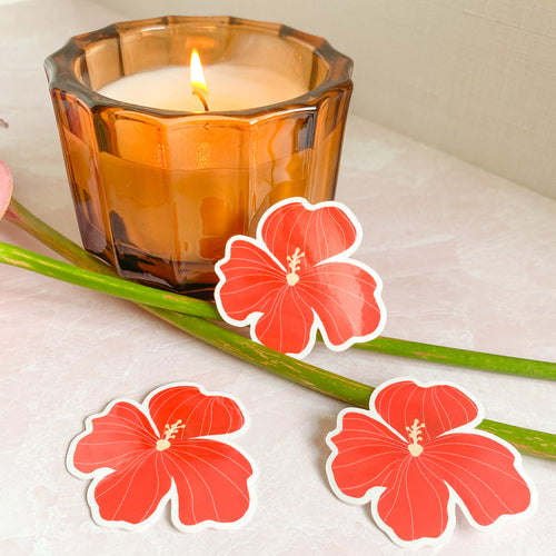 Red Hibiscus - Small Sticker