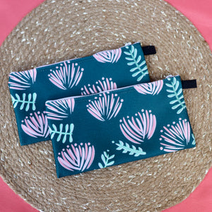 Ohia Lehua - Teal Fabric Pouch
