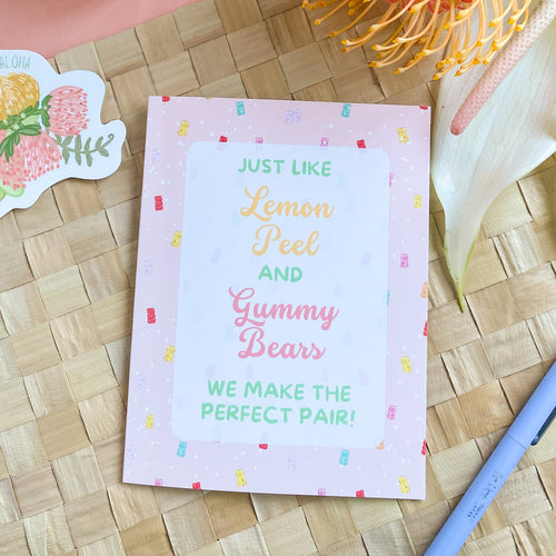 Lemon Peel Gummy Bears - Greeting Card