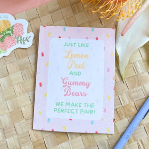 Lemon Peel Gummy Bears - Greeting Card